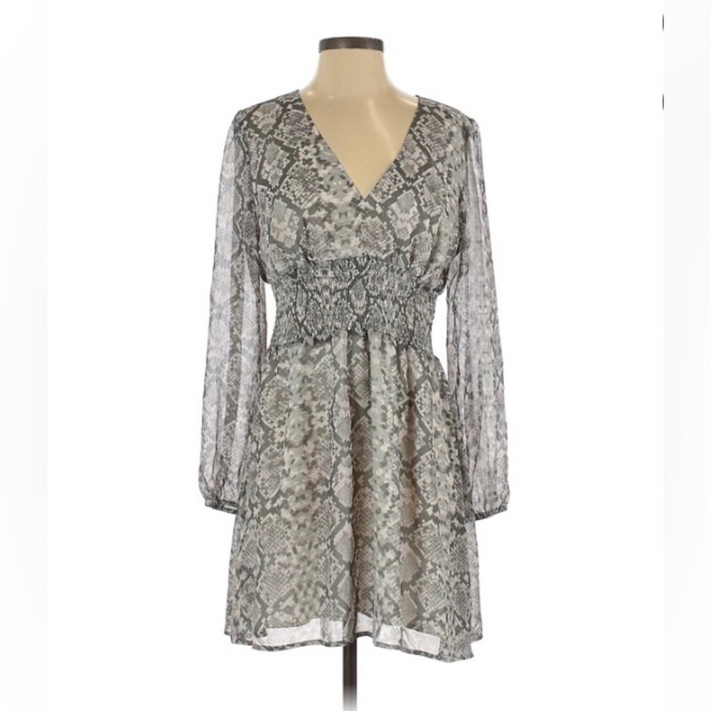 LEITH Gray and Blush Pink Abstract Snake Print Dress